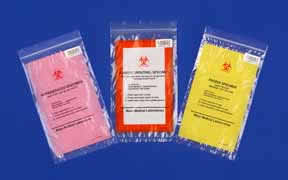 Biohazard bags color-coded by temperature